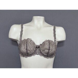 Chantelle Balconette Bra 32D Sheer Animal Print Underwired